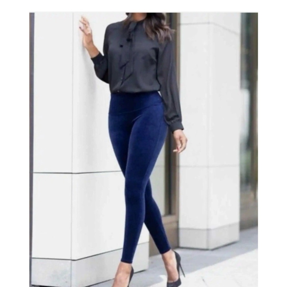 SPANX Velvet Leggings Lapis Night Blue High Rise Pull On Small NWT $98 MSRP